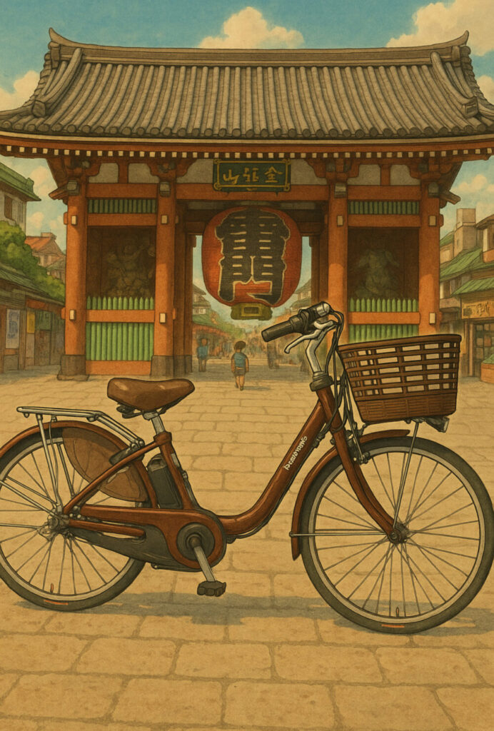 電動自転車と浅草