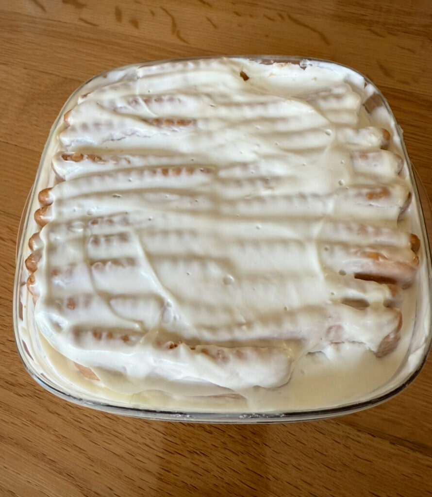 冷やしたヨーグルトとビスケット