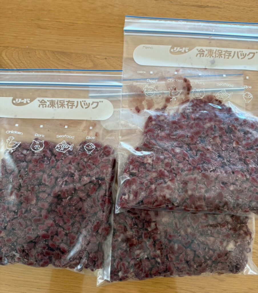 ゆで小豆ストック冷凍